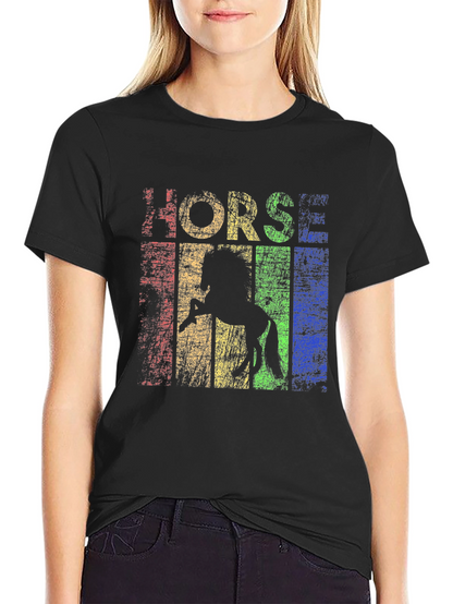 Retro Horse Graphic T-Shirt - Black