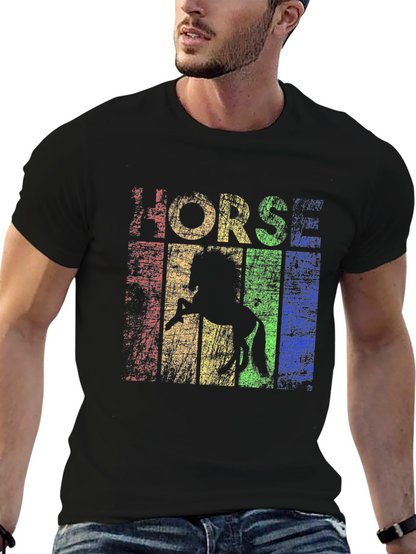 Retro Horse Graphic T-Shirt - Black