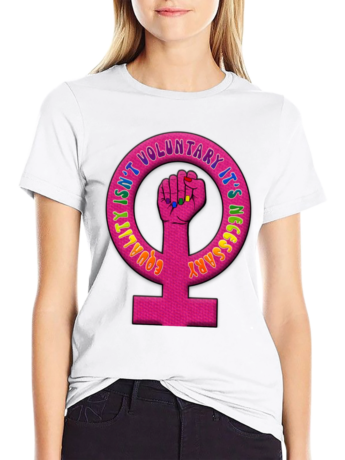 Equality Feminist Fist Black T-Shirt