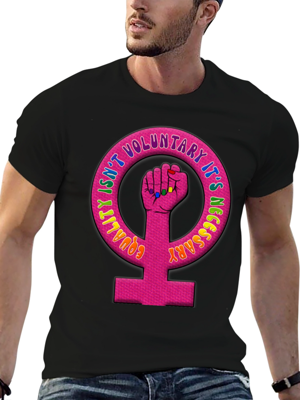 Equality Feminist Fist Black T-Shirt
