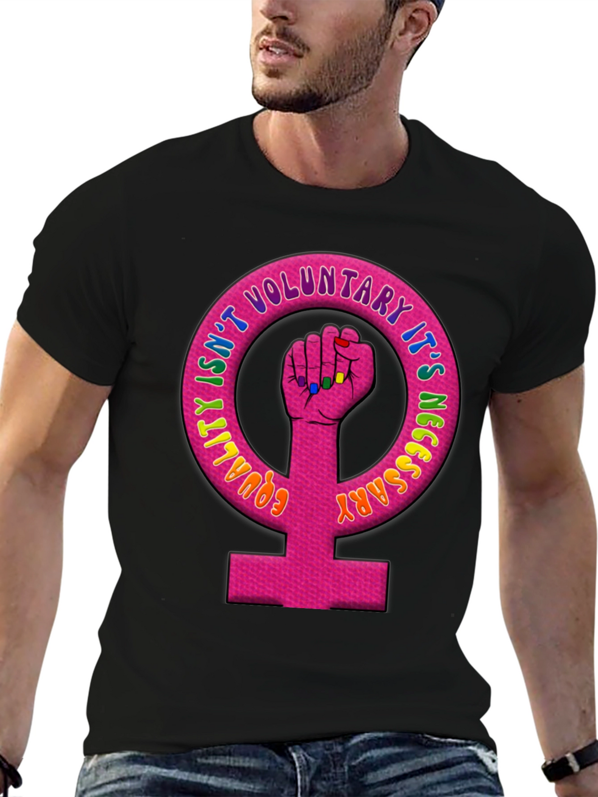 Equality Feminist Fist Black T-Shirt