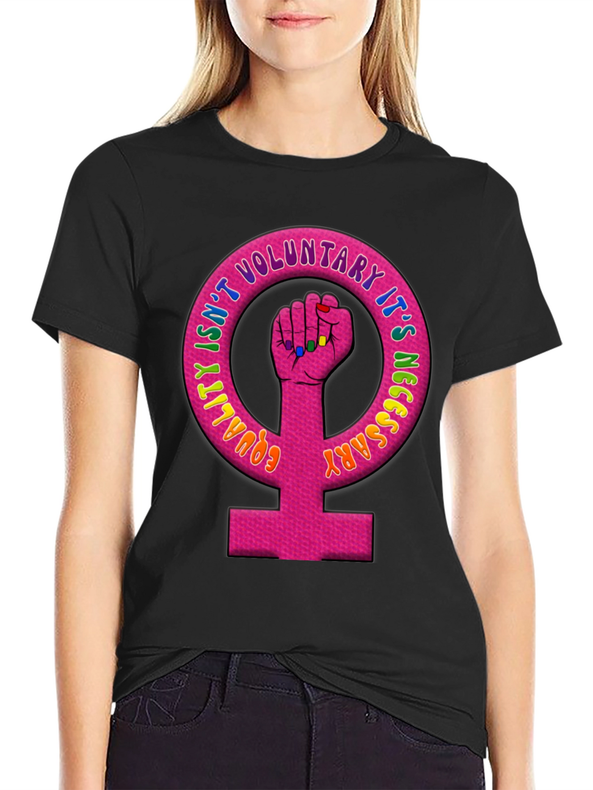 Equality Feminist Fist Black T-Shirt
