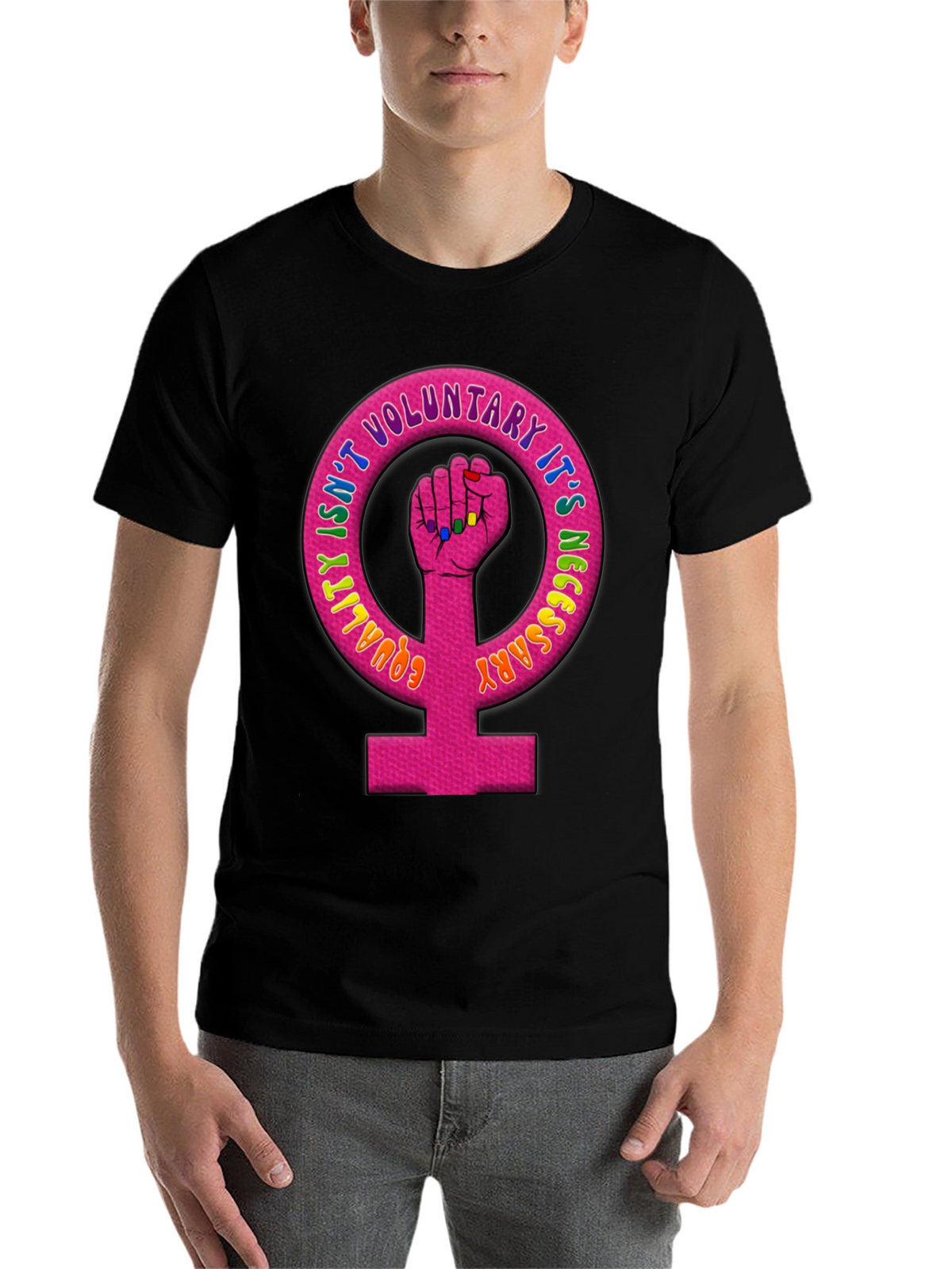 Equality Feminist Fist Black T-Shirt