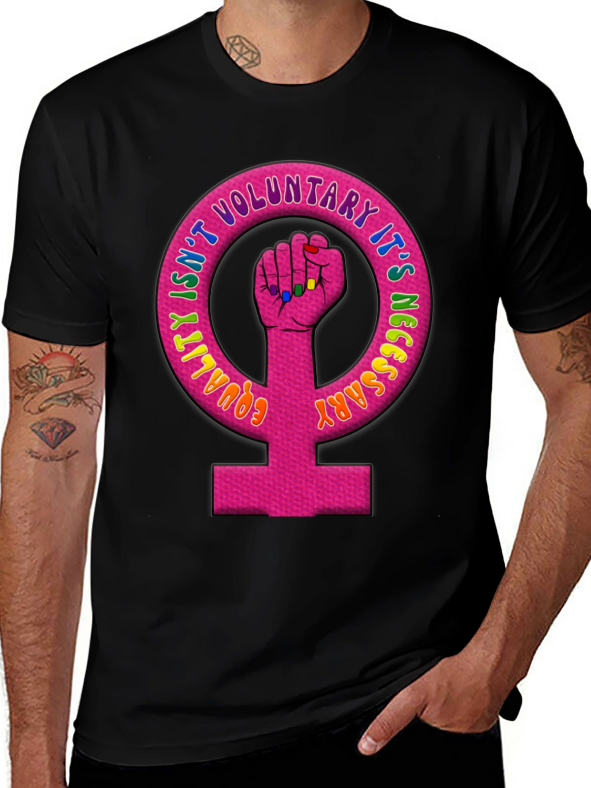 Equality Feminist Fist Black T-Shirt