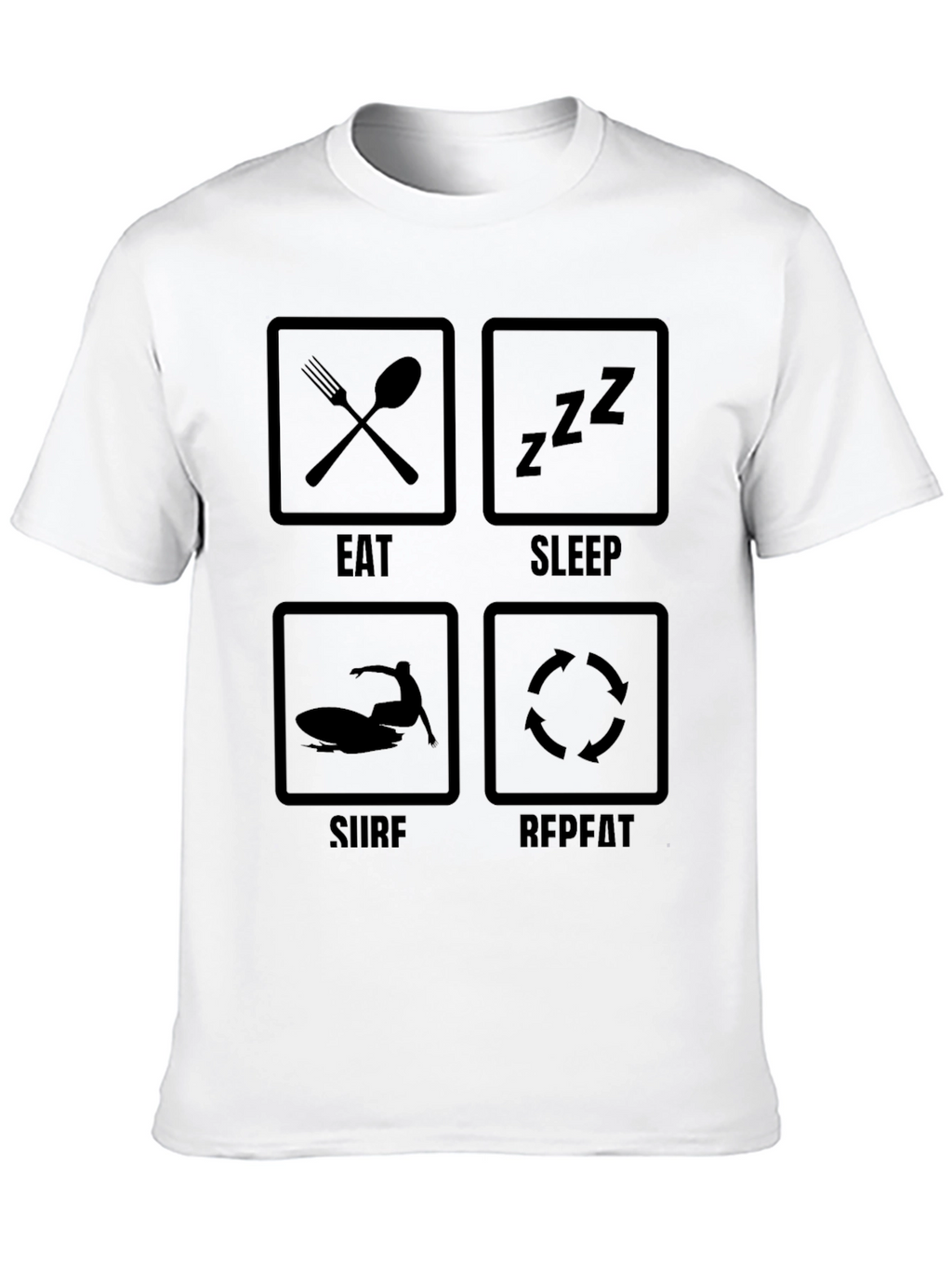 Eat Sleep Surf Repeat Graphic Tee - Black T-Shirt