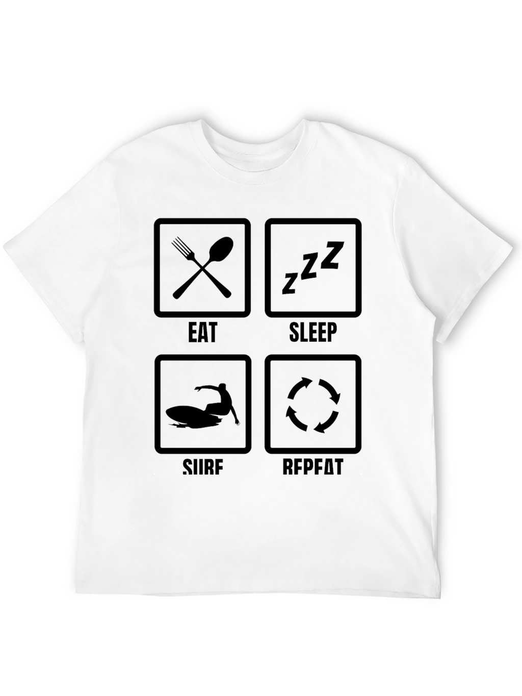 Eat Sleep Surf Repeat Graphic Tee - Black T-Shirt