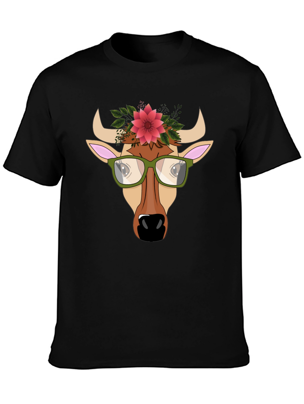 Cow with Flower Crown Graphic Tee
