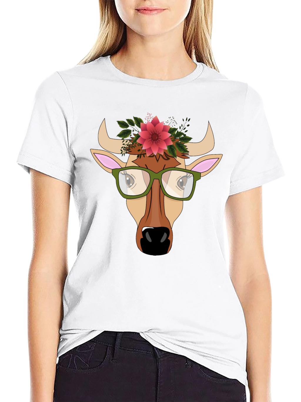 Cow with Flower Crown Graphic Tee