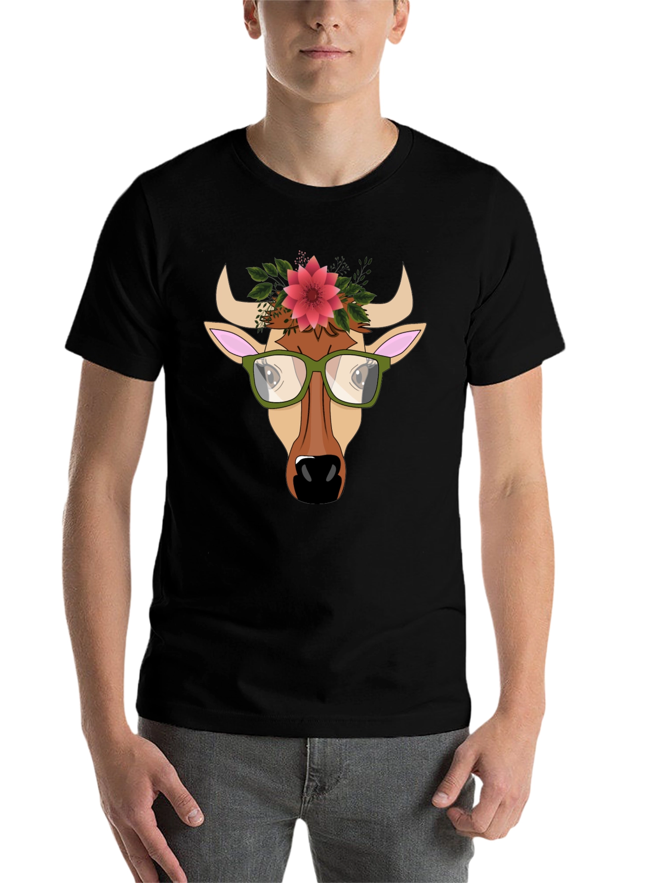 Cow with Flower Crown Graphic Tee