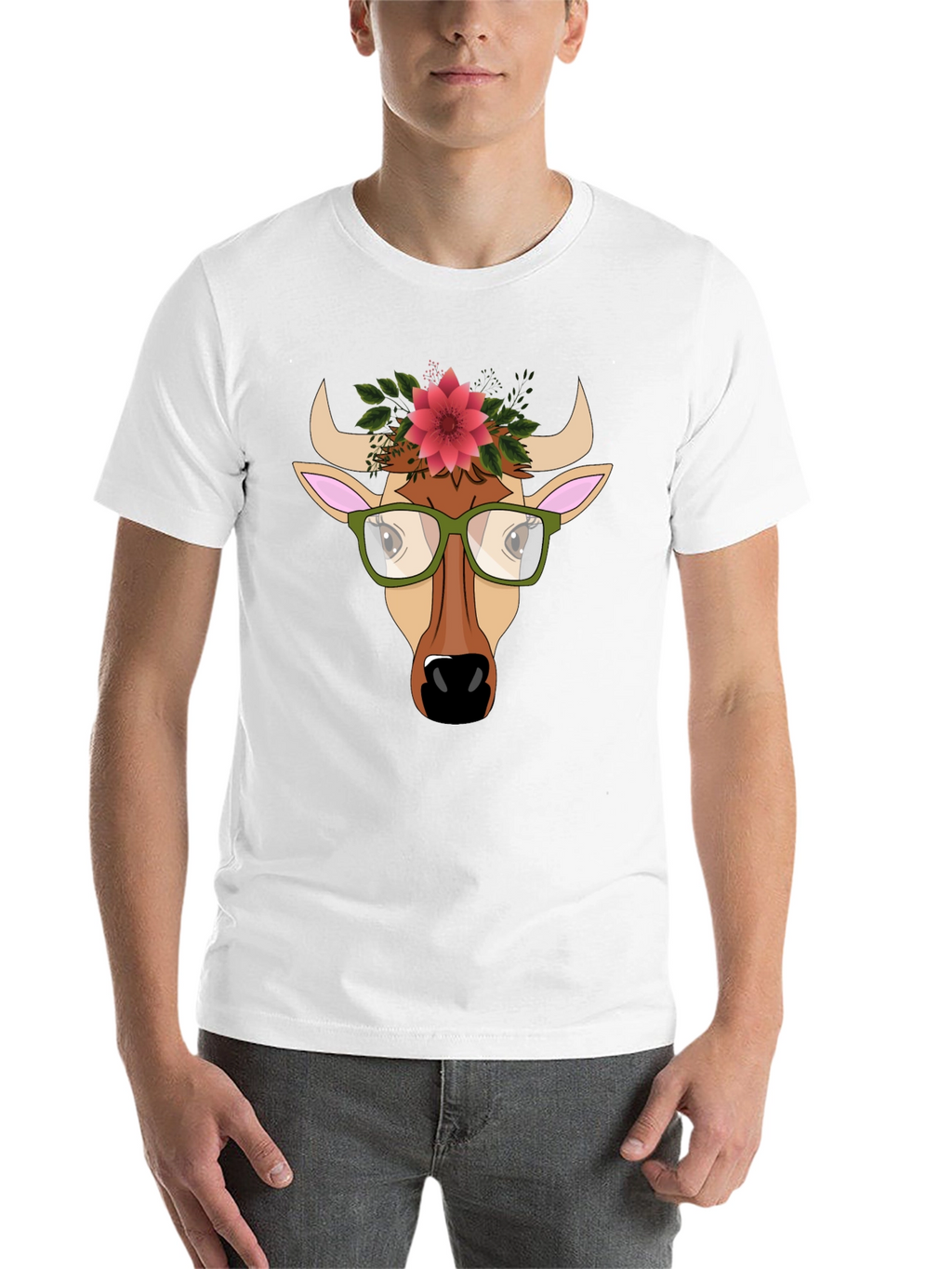 Cow with Flower Crown Graphic Tee