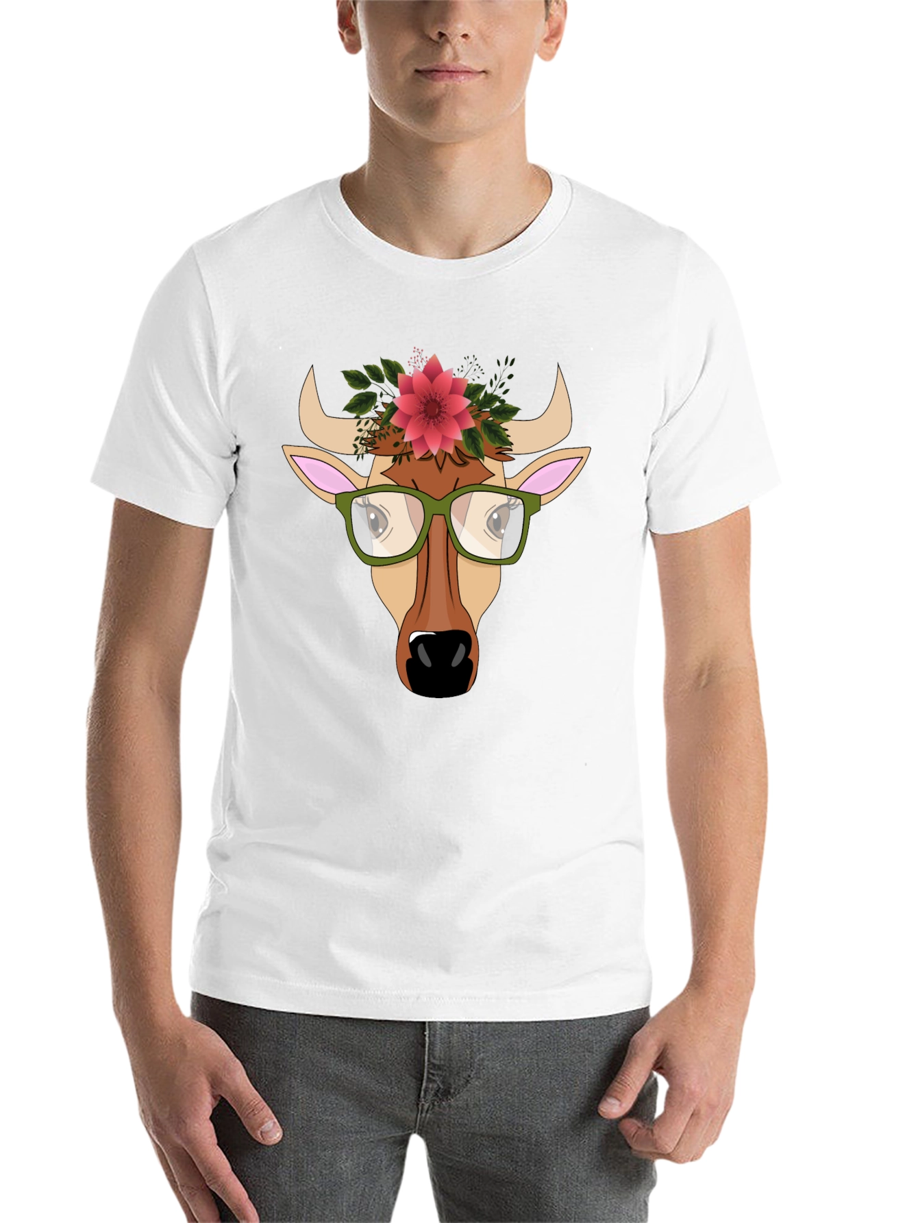 Cow with Flower Crown Graphic Tee