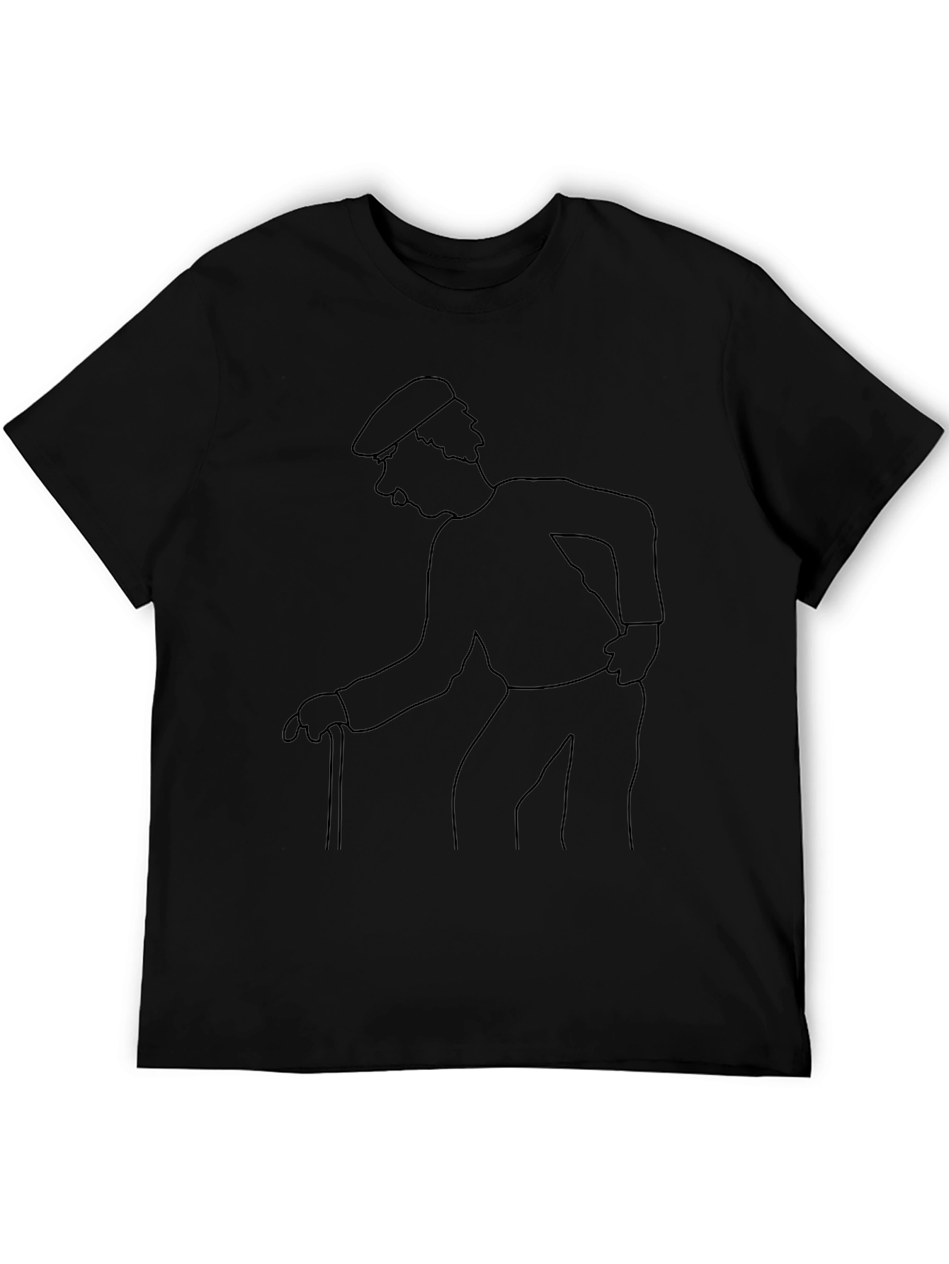 Retro Cartoon Character Outline Black Tee
