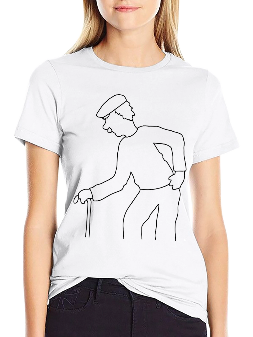 Retro Cartoon Character Outline Black Tee