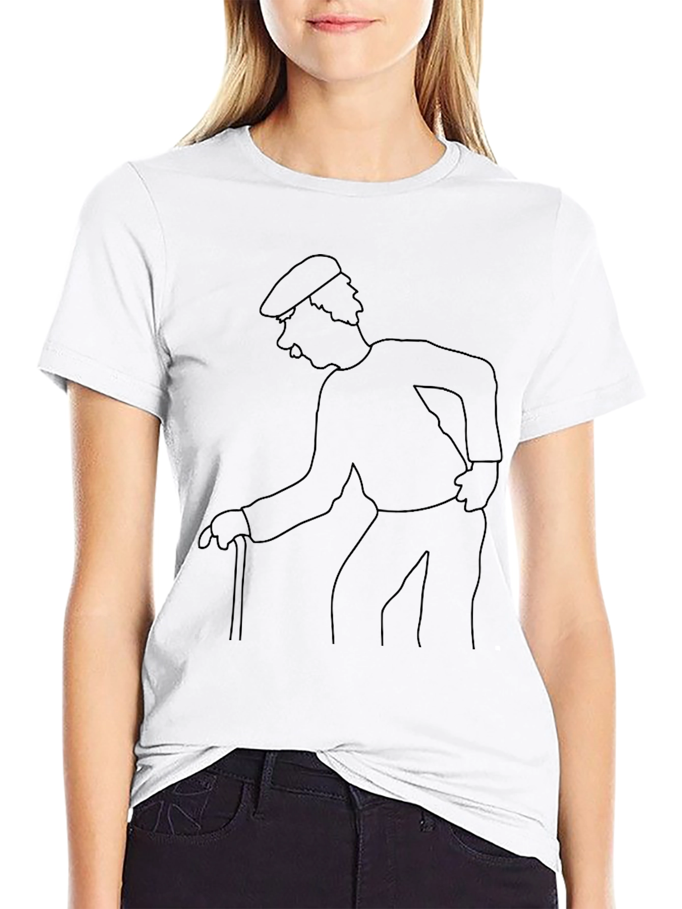Retro Cartoon Character Outline Black Tee