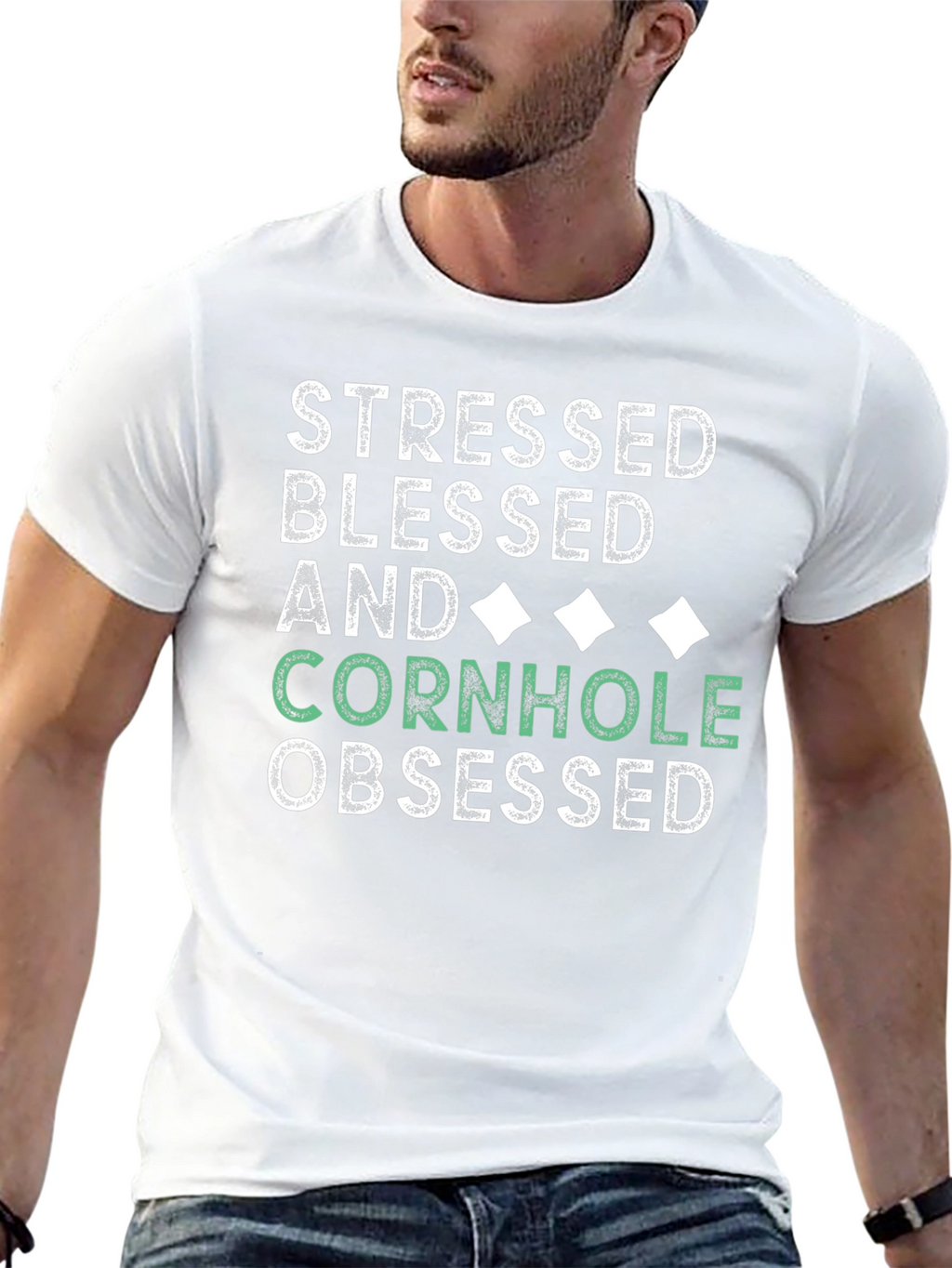 Stressed Blessed Cornhole Obsessed Tee