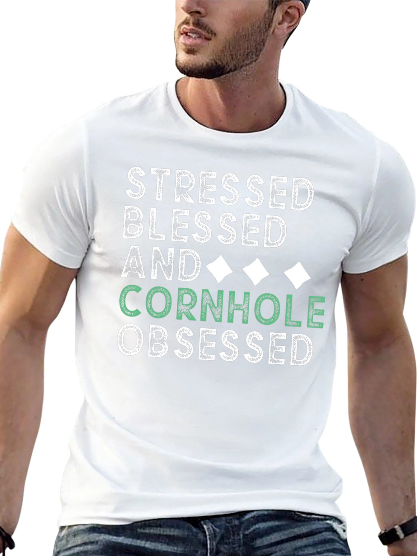 Stressed Blessed Cornhole Obsessed Tee