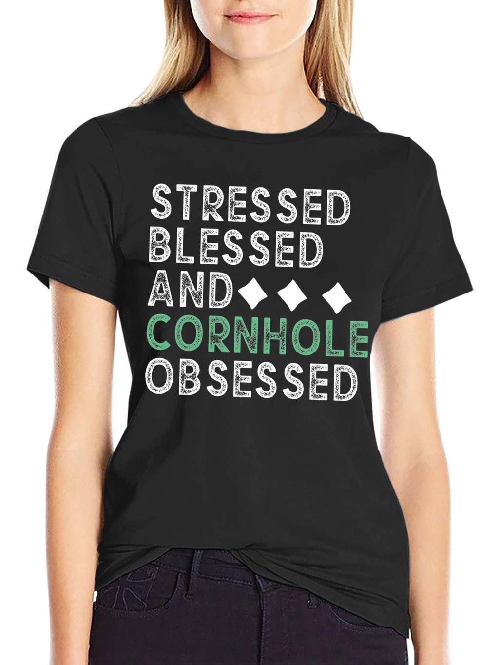 Stressed Blessed Cornhole Obsessed Tee