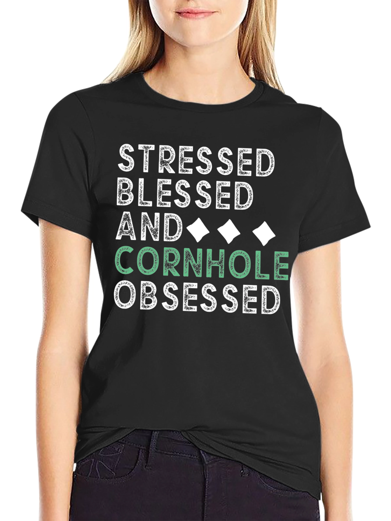 Stressed Blessed Cornhole Obsessed Tee