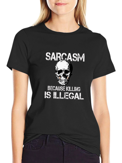 Sarcasm Skull Graphic Tee - Black