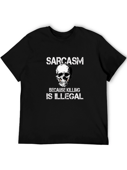 Sarcasm Skull Graphic Tee - Black