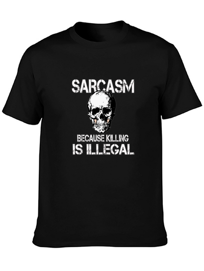Sarcasm Skull Graphic Tee - Black