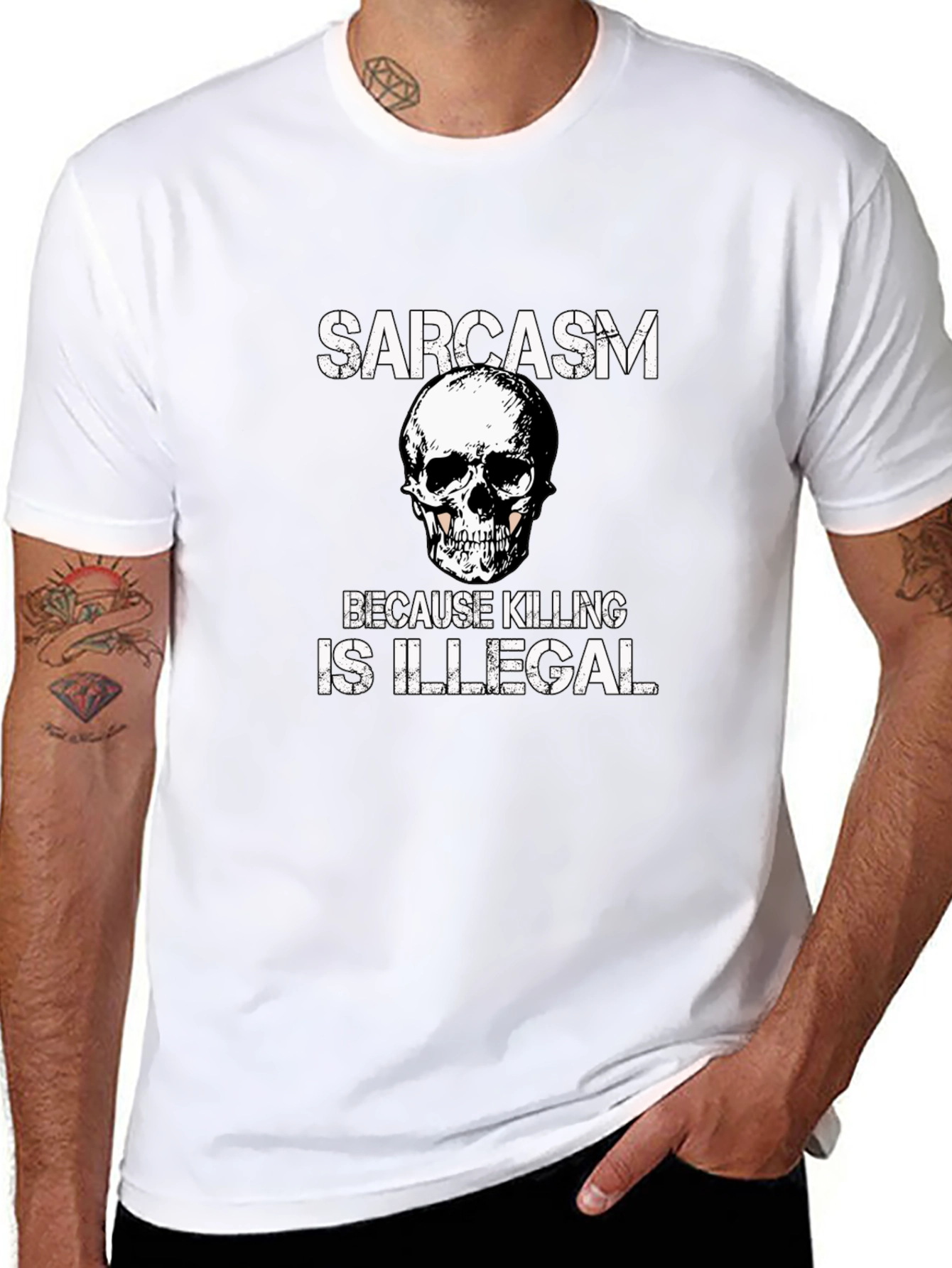 Sarcasm Skull Graphic Tee - Black