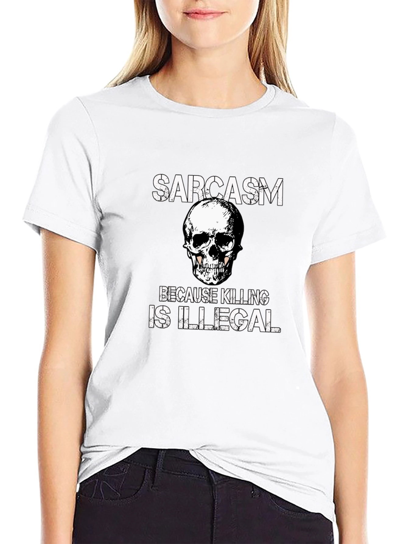 Sarcasm Skull Graphic Tee - Black