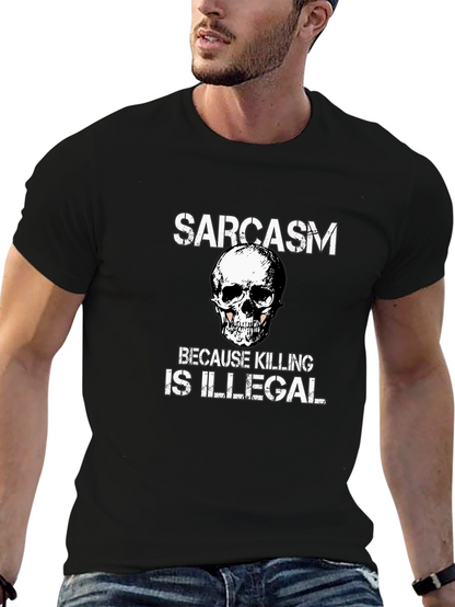 Sarcasm Skull Graphic Tee - Black