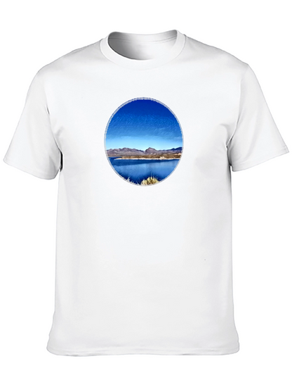 Scenic Lake View Graphic Tee - Black