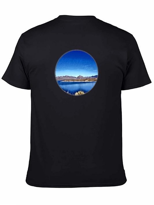 Scenic Lake View Graphic Tee - Black