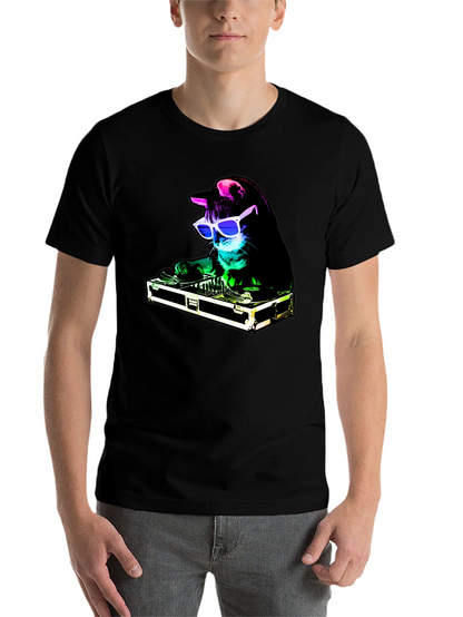 DJ Cat Graphic Tee - Party Animal T-Shirt