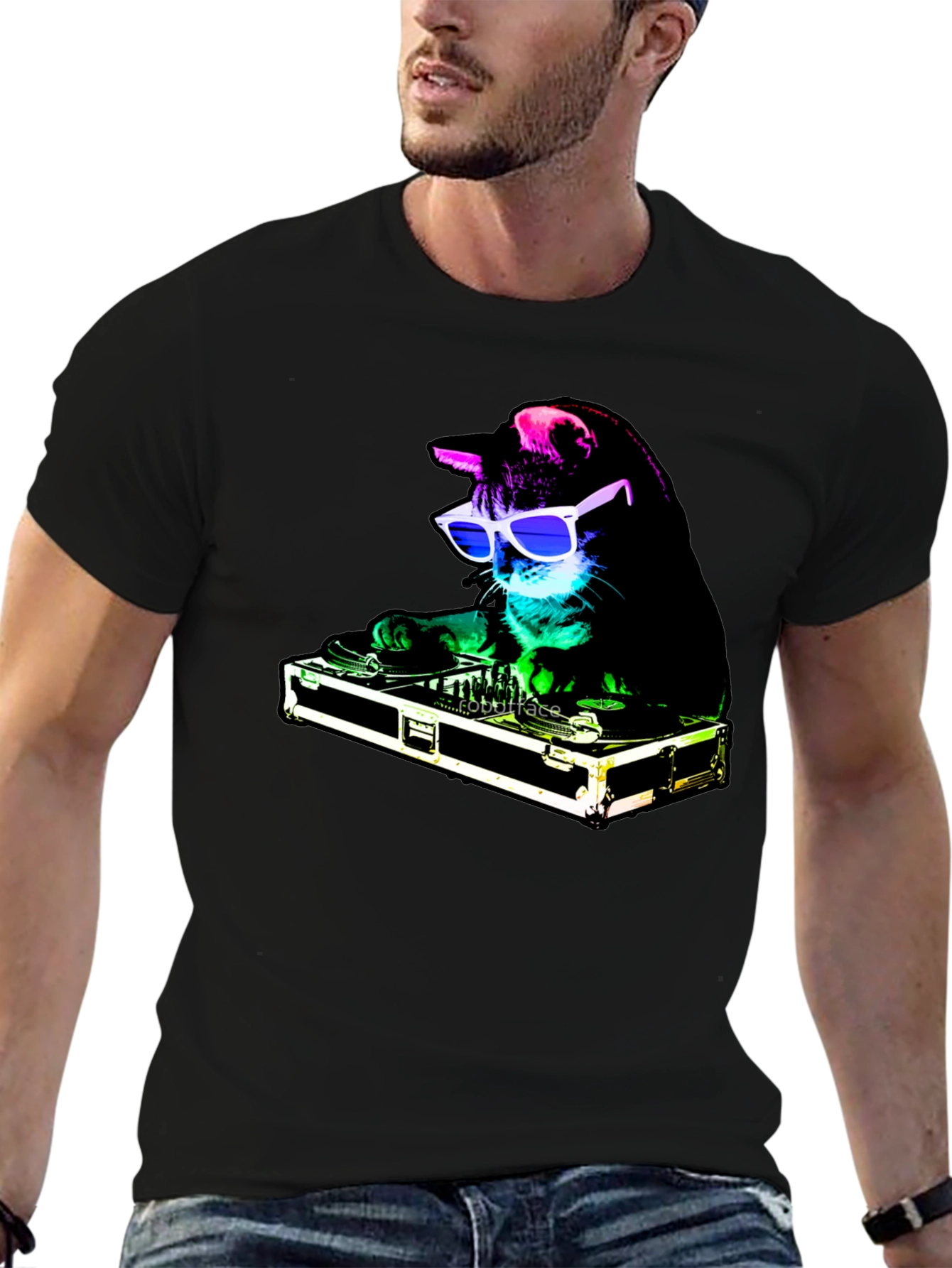 DJ Cat Graphic Tee - Party Animal T-Shirt