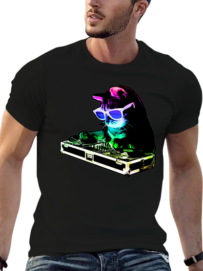 DJ Cat Graphic Tee - Party Animal T-Shirt