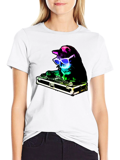 DJ Cat Graphic Tee - Party Animal T-Shirt