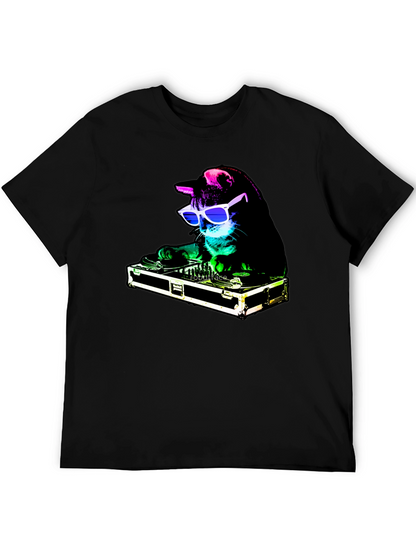 DJ Cat Graphic Tee - Party Animal T-Shirt