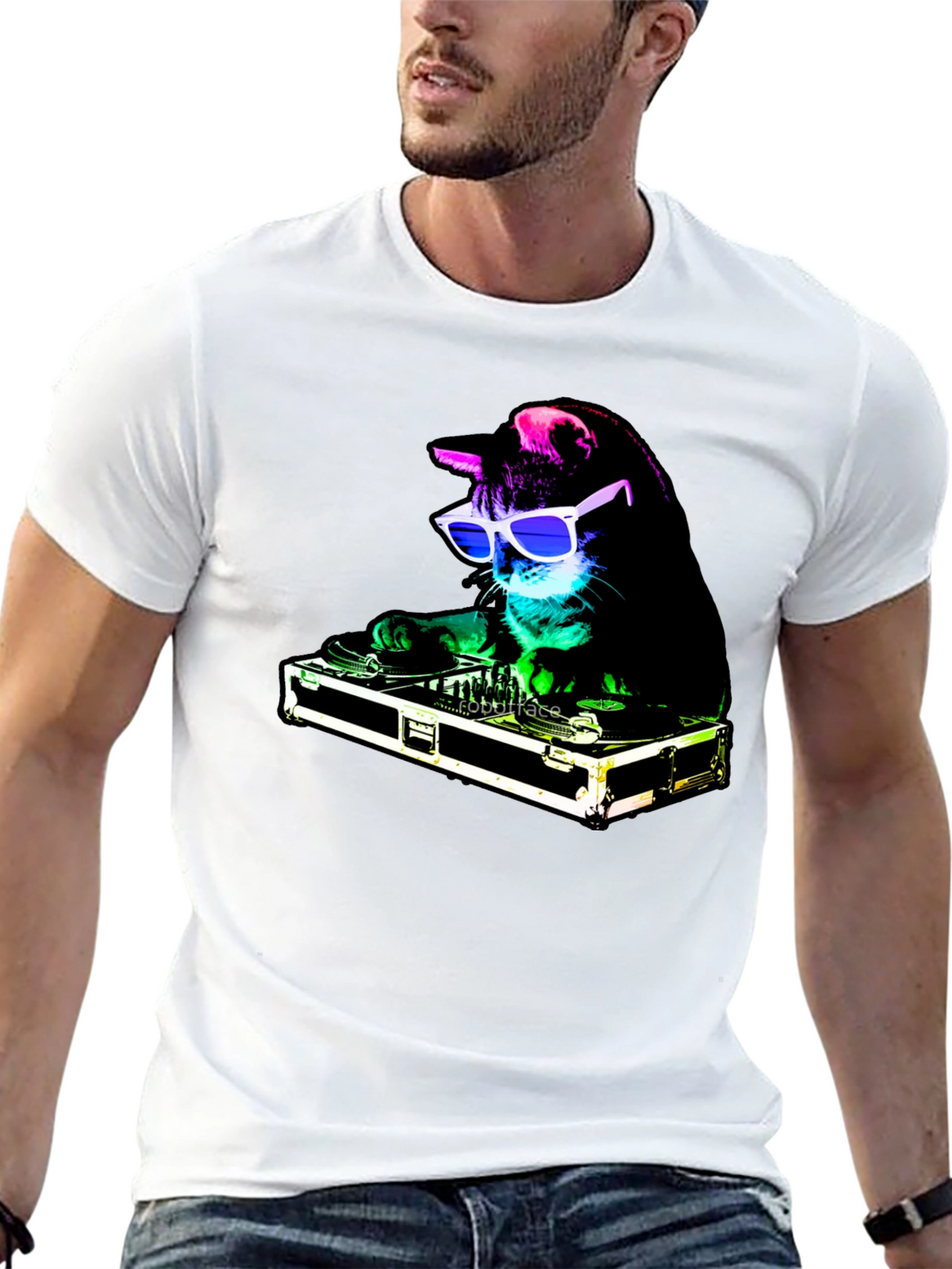 DJ Cat Graphic Tee - Party Animal T-Shirt