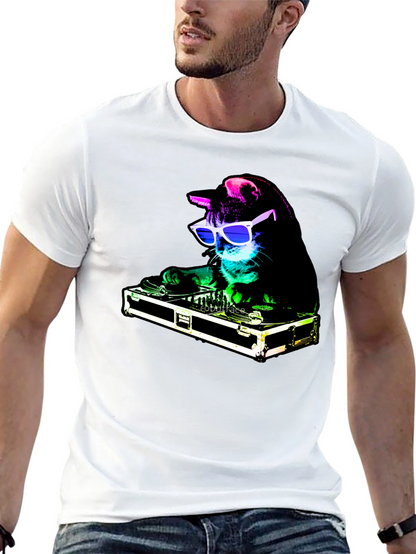 DJ Cat Graphic Tee - Party Animal T-Shirt