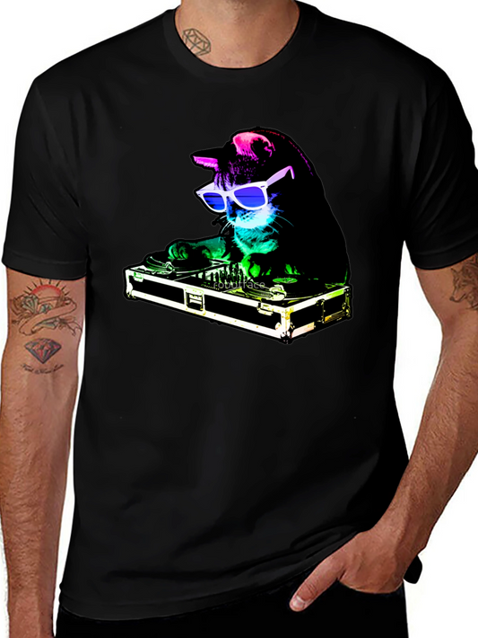 DJ Cat Graphic Tee - Party Animal T-Shirt