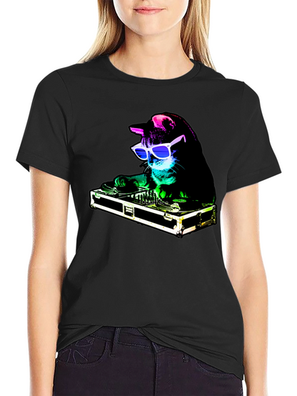 DJ Cat Graphic Tee - Party Animal T-Shirt
