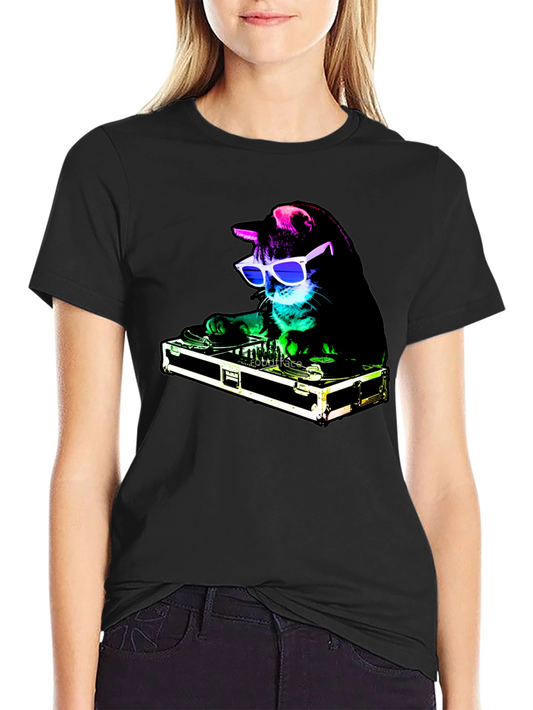 DJ Cat Graphic Tee - Party Animal T-Shirt