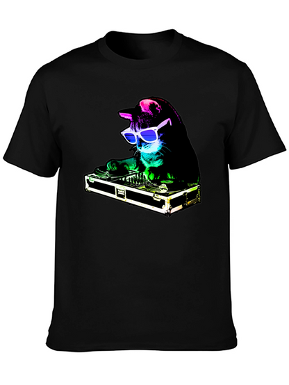 DJ Cat Graphic Tee - Party Animal T-Shirt