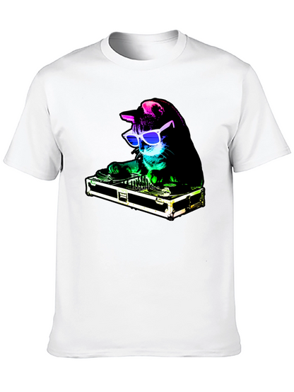 DJ Cat Graphic Tee - Party Animal T-Shirt