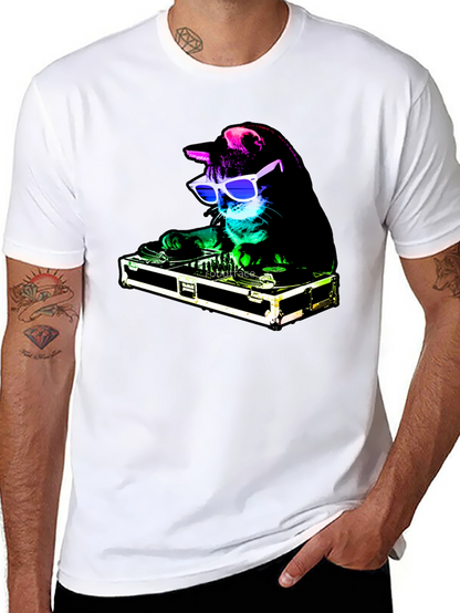 DJ Cat Graphic Tee - Party Animal T-Shirt