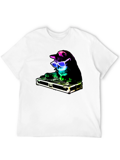 DJ Cat Graphic Tee - Party Animal T-Shirt