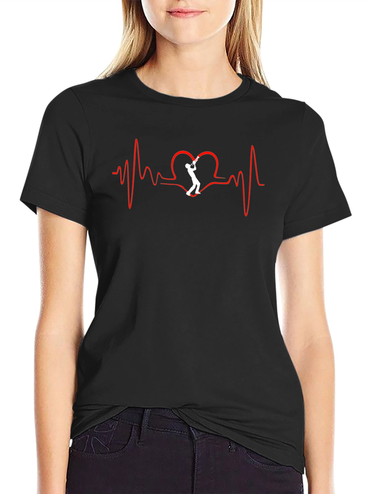 Saxophone Heartbeat Graphic Tee - Music Lover T-Shirt
