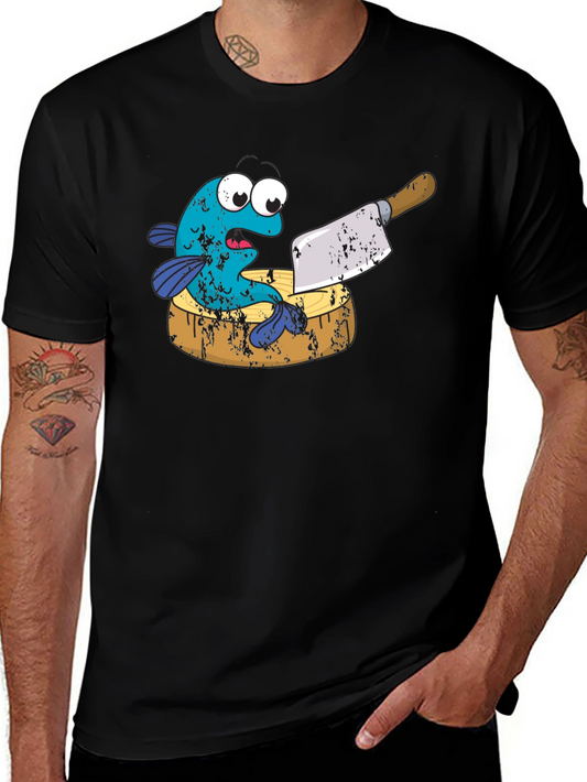 Funny Fish on Cutting Board Graphic T-Shirt