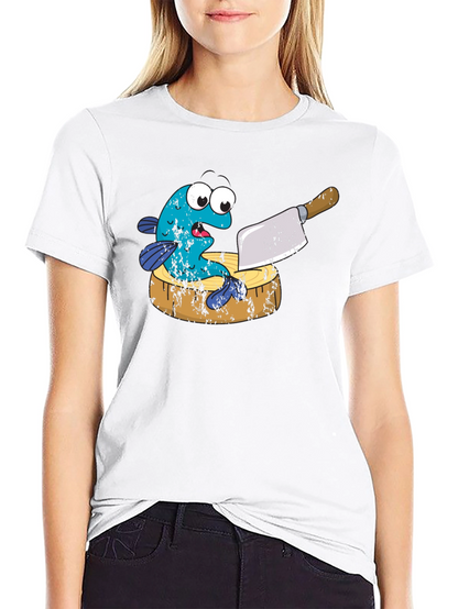 Funny Fish on Cutting Board Graphic T-Shirt
