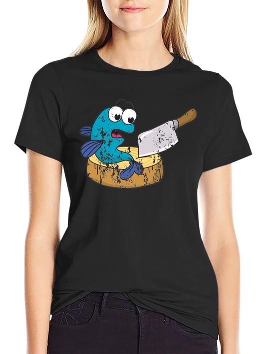 Funny Fish on Cutting Board Graphic T-Shirt