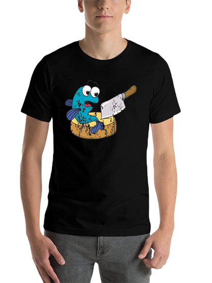 Funny Fish on Cutting Board Graphic T-Shirt