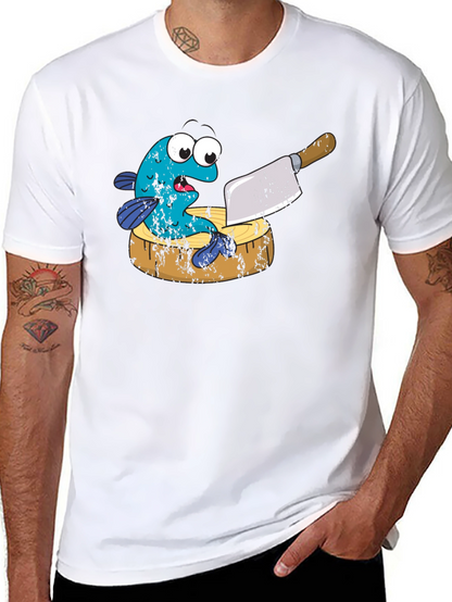 Funny Fish on Cutting Board Graphic T-Shirt